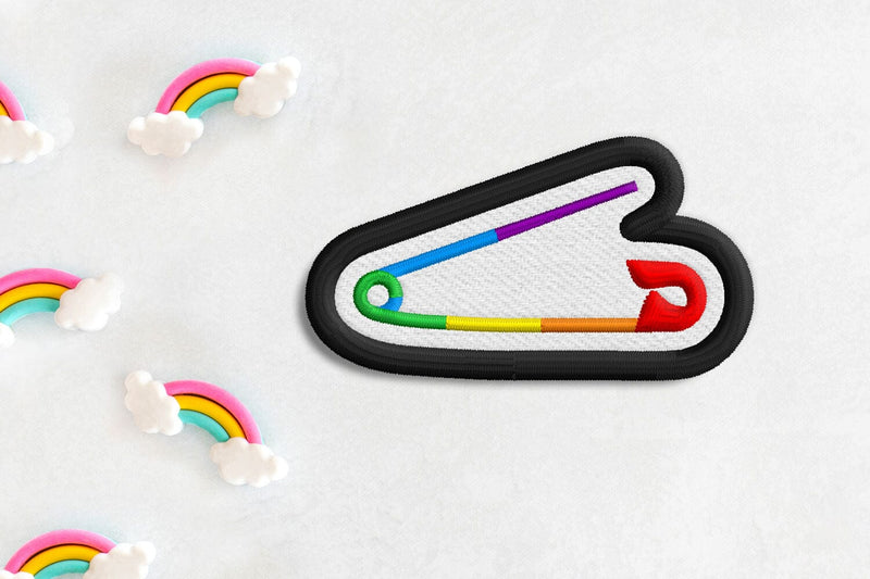 Rainbow Safety Pin Patch ITH Applique Embroidery Embroidery/Applique DESIGNS Risa Rocks It 