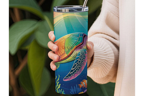 Rainbow Sea Turtle 20oz Tumbler Wrap Sublimation DesignSVG 