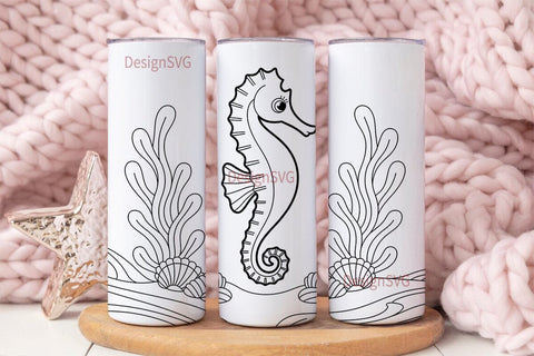 Rainbow Seahorse 20oz Tumbler Wrap Sublimation DesignSVG 