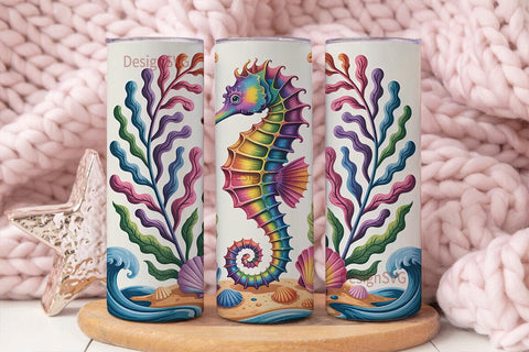 Rainbow Seahorse 20oz Tumbler Wrap Sublimation DesignSVG 