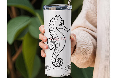 Rainbow Seahorse 20oz Tumbler Wrap Sublimation DesignSVG 