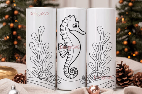 Rainbow Seahorse 20oz Tumbler Wrap Sublimation DesignSVG 