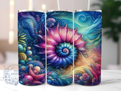 Rainbow Seashells 20oz Skinny Tumbler, Summer Ocean Tumbler Png, Straight & Tapered Tumbler Wrap, Instant Digital Download Sublimation ToriDesigns 