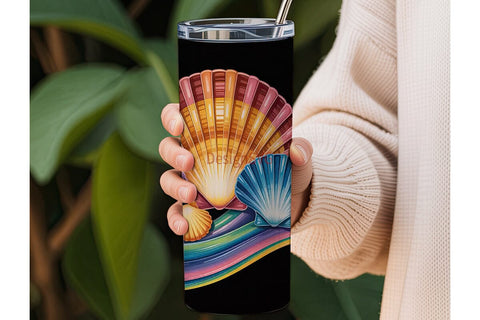Rainbow Seashells 20oz Tumbler Wrap Sublimation DesignSVG 