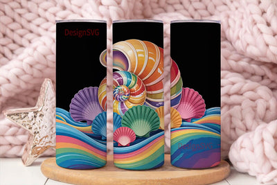 Rainbow Seashells 20oz Tumbler Wrap Sublimation DesignSVG 
