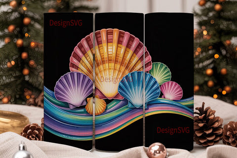 Rainbow Seashells 20oz Tumbler Wrap Sublimation DesignSVG 