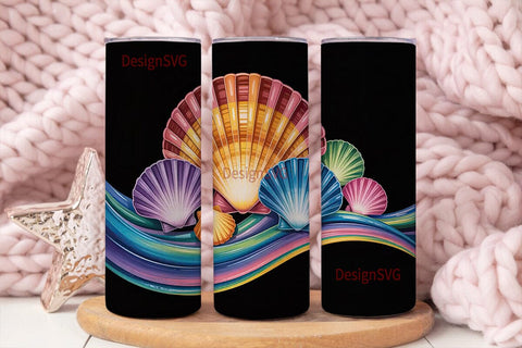 Rainbow Seashells 20oz Tumbler Wrap Sublimation DesignSVG 