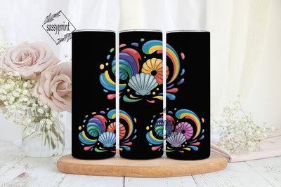 Rainbow Seashells 20oz Tumbler Wrap Sublimation sassyprint 