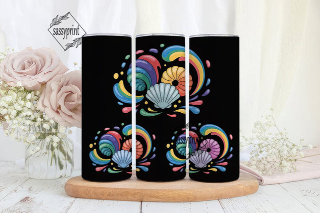 Rainbow Seashells 20oz Tumbler Wrap Sublimation sassyprint 
