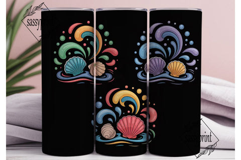 Rainbow Seashells 20oz Tumbler Wrap Sublimation sassyprint 
