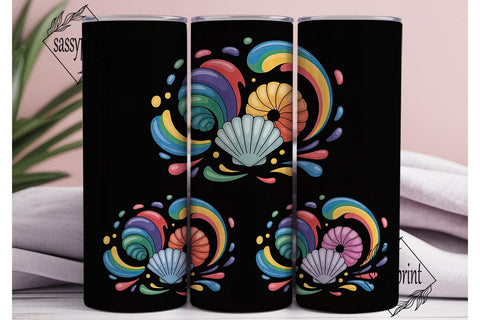 Rainbow Seashells 20oz Tumbler Wrap Sublimation sassyprint 