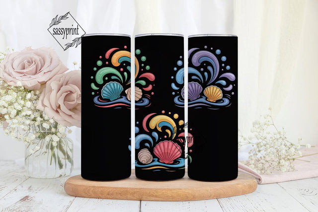 Rainbow Seashells 20oz Tumbler Wrap Sublimation sassyprint 