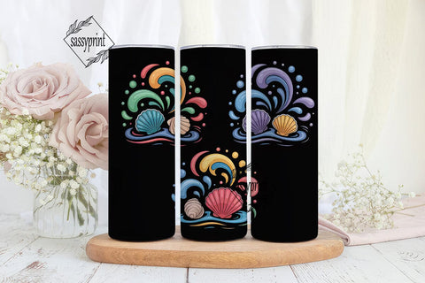 Rainbow Seashells 20oz Tumbler Wrap Sublimation sassyprint 