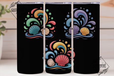Rainbow Seashells 20oz Tumbler Wrap Sublimation sassyprint 