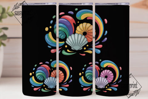 Rainbow Seashells 20oz Tumbler Wrap Sublimation sassyprint 