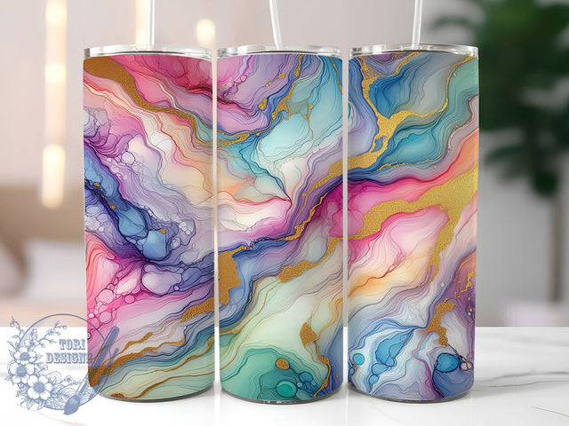 Rainbow Sherbet Marble 20oz Pastel Tumbler, Rainbow Tumbler, Sherbet Marble, Colorful Wrap, 20oz Sublimation, Vibrant Design, Summer Decor, Pastel Colors Sublimation ToriDesigns 