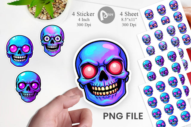 Rainbow Skull Smirk Sticker Sublimation artnoy 