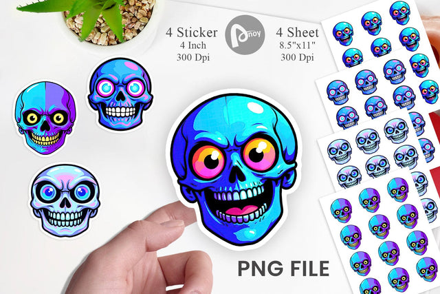 Rainbow Skull Smirk Sticker Sublimation artnoy 
