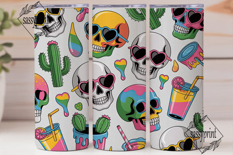 Rainbow Skulls & Hearts 20oz Tumbler Sublimation sassyprint 