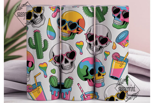 Rainbow Skulls & Hearts 20oz Tumbler Sublimation sassyprint 