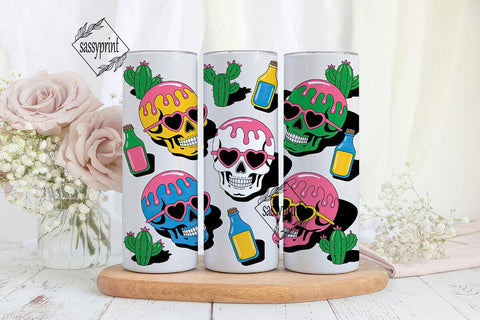 Rainbow Skulls & Hearts 20oz Tumbler Sublimation sassyprint 