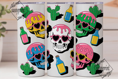Rainbow Skulls & Hearts 20oz Tumbler Sublimation sassyprint 