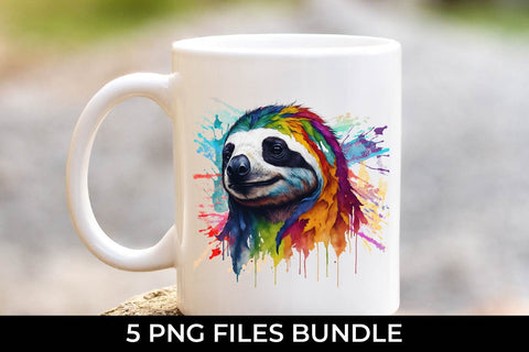 Rainbow Sloth Animal Watercolor Bundle Sublimation Free For Commercial Use Sublimation Sintegra 