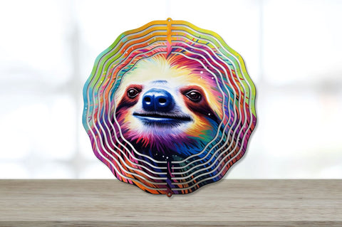 Rainbow Sloth Coaster Round Wind Spinner Bundle Sublimation Regulrcrative 
