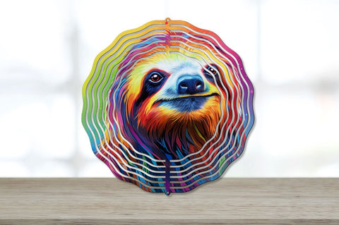 Rainbow Sloth Coaster Round Wind Spinner Bundle Sublimation Regulrcrative 
