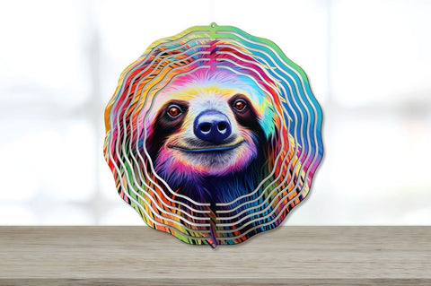 Rainbow Sloth Coaster Round Wind Spinner Bundle Sublimation Regulrcrative 
