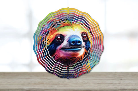 Rainbow Sloth Coaster Round Wind Spinner Bundle Sublimation Regulrcrative 