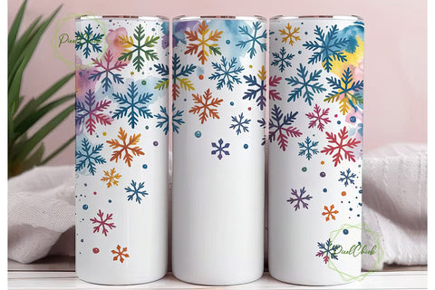 Rainbow Snowflake 20oz Tumbler Wrap Sublimation PixelChick 