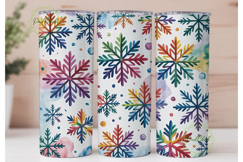 Rainbow Snowflake 20oz Tumbler Wrap Sublimation PixelChick 