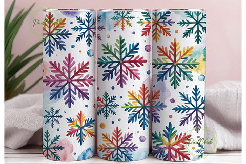 Rainbow Snowflake 20oz Tumbler Wrap Sublimation PixelChick 
