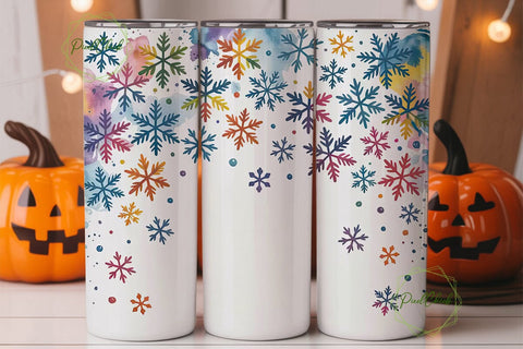 Rainbow Snowflake 20oz Tumbler Wrap Sublimation PixelChick 