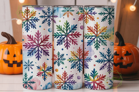 Rainbow Snowflake 20oz Tumbler Wrap Sublimation PixelChick 