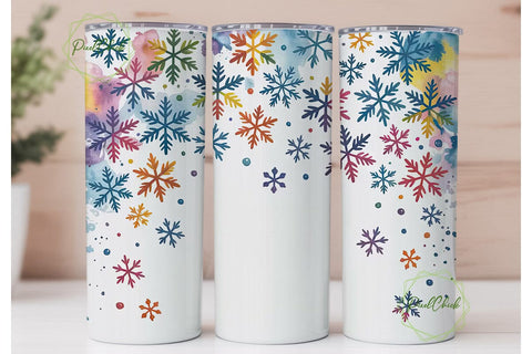 Rainbow Snowflake 20oz Tumbler Wrap Sublimation PixelChick 