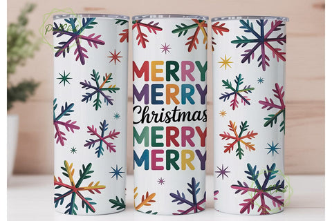 Rainbow Snowflakes Christmas Tumbler Sublimation PixelChick 