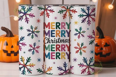 Rainbow Snowflakes Christmas Tumbler Sublimation PixelChick 