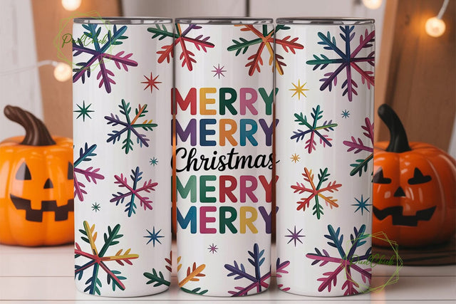 Rainbow Snowflakes Christmas Tumbler Sublimation PixelChick 