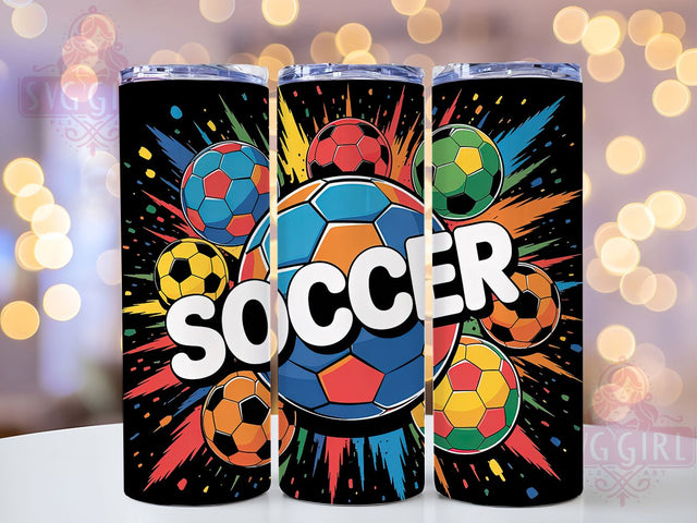 Rainbow Splatter Soccer Tumbler Wrap, Soccer Tumbler Wrap, Rainbow Soccer Tumbler, Paint Splatter Tumbler, Soccer Sublimation Design, 20oz Skinny Tumbler, Sports Tumbler Png Sublimation SvggirlplusArt 
