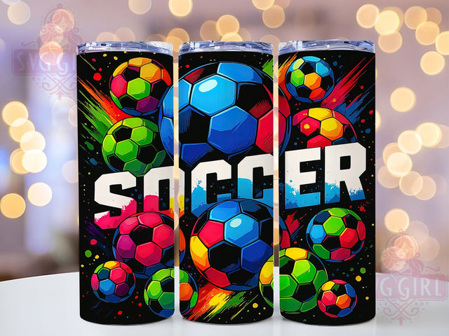 Rainbow Splatter Soccer Tumbler Wrap, Soccer Tumbler Wrap, Rainbow Soccer Tumbler, Paint Splatter Tumbler, Soccer Sublimation Design, 20oz Skinny Tumbler, Sports Tumbler Png Sublimation SvggirlplusArt 