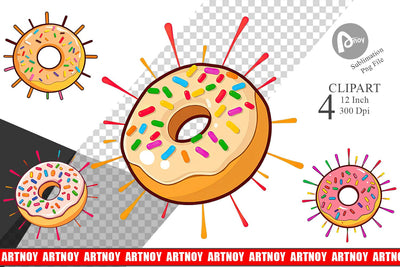 Rainbow Sprinkle Donut Clipart Sublimation artnoy 