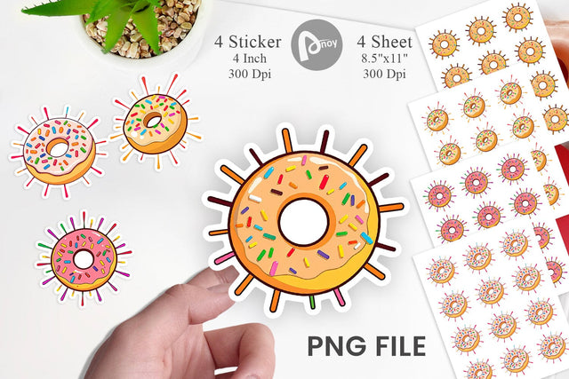 Rainbow Sprinkle Donut Sticker Sublimation artnoy 