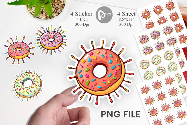 Rainbow Sprinkle Donut Sticker Sublimation artnoy 