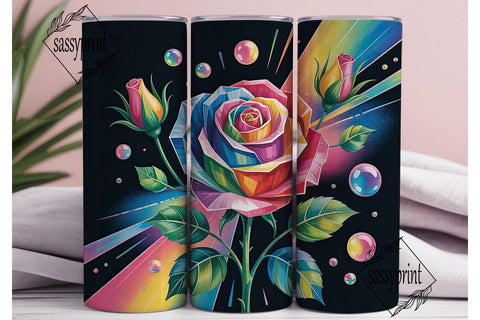 Rainbow Stained Glass Rose 20oz Tumbler Sublimation sassyprint 