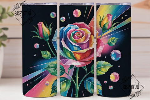Rainbow Stained Glass Rose 20oz Tumbler Sublimation sassyprint 