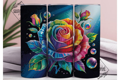 Rainbow Stained Glass Rose 20oz Tumbler Sublimation sassyprint 