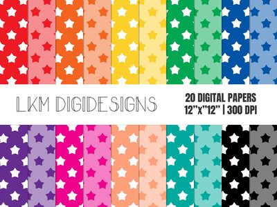 Rainbow Stars Digital Paper Pack Digital Pattern LKM DigiDesigns 