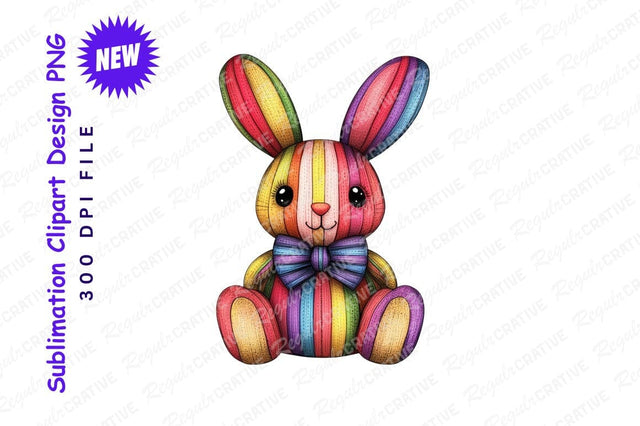 Rainbow Striped Bunny Rabbit Clipart Png Sublimation Regulrcrative 